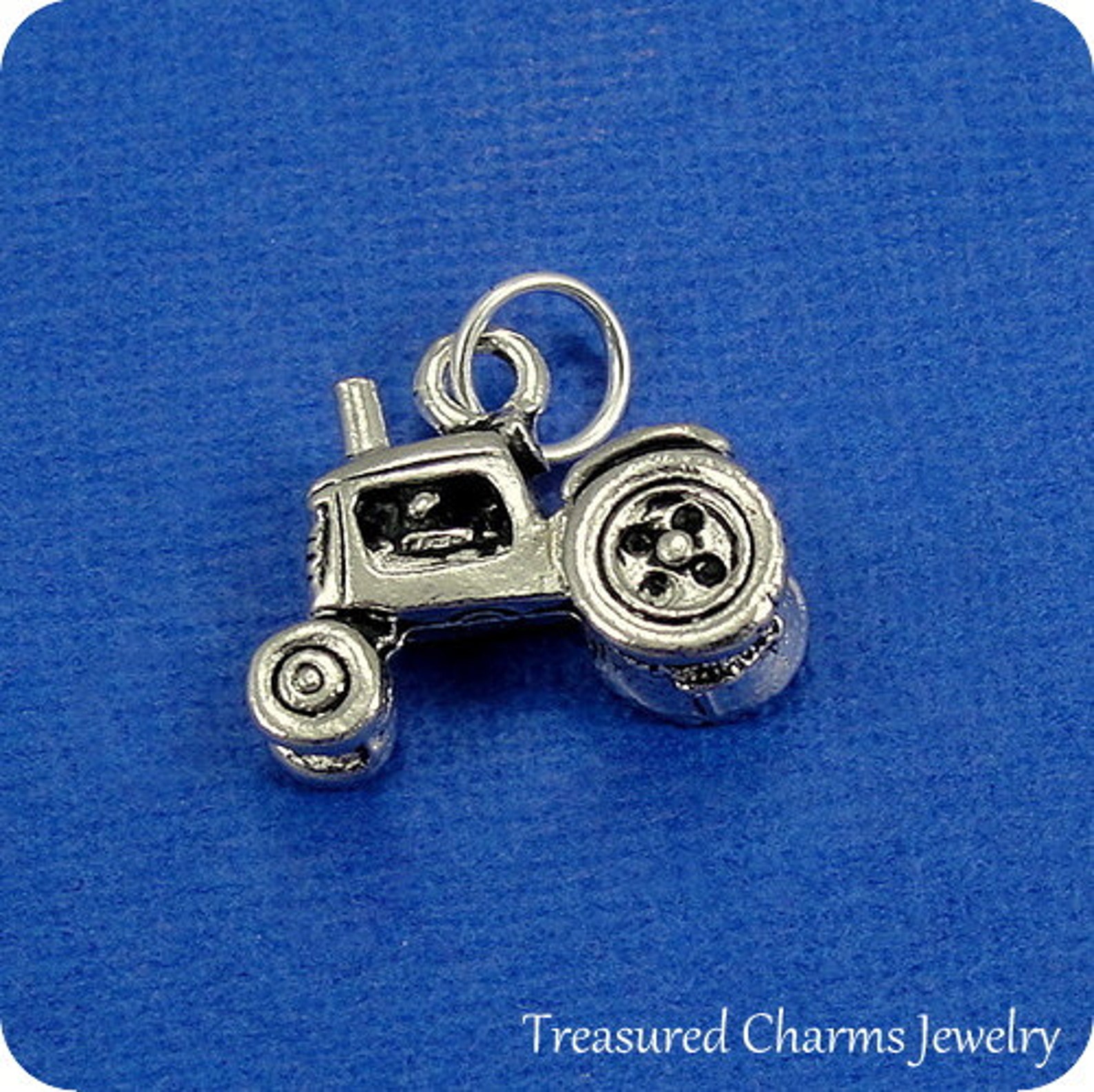 Farm Tractor Charm Silver Plated Tractor Charm for Necklace | Etsy