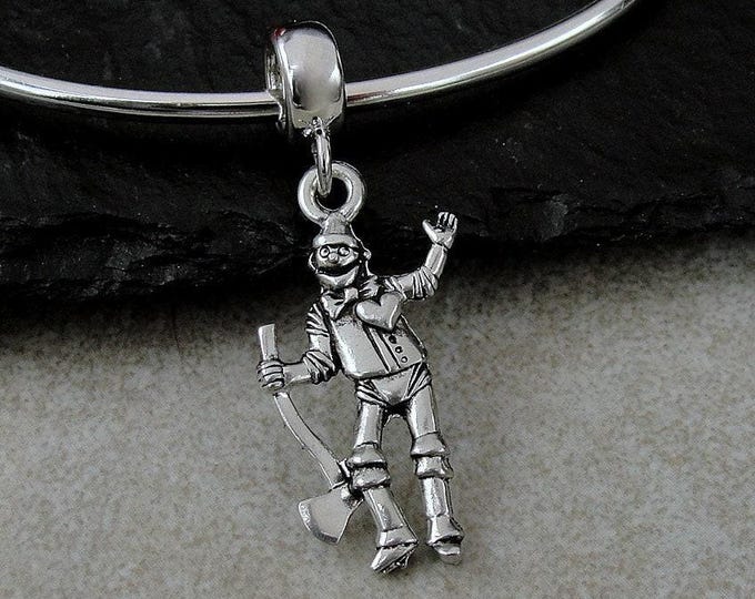 Tin Man European Dangle Bead Charm - Silver Plated Tin Man Charm for European Bracelet - Tin Man Charm on Bail - Tin Man Gift