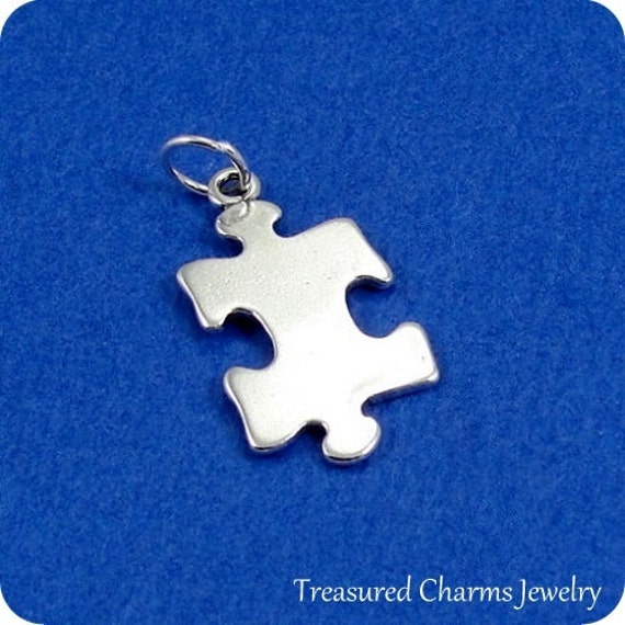 Puzzle Piece Charm Sterling Puzzle Piece Charm for Necklace Etsy