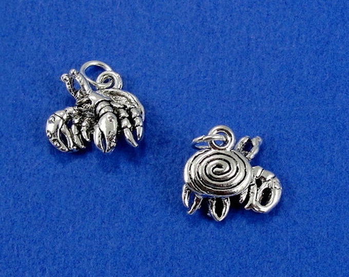 Hermit Crab Charm - Silver Plated Hermit Crab Charm for Necklace or Bracelet