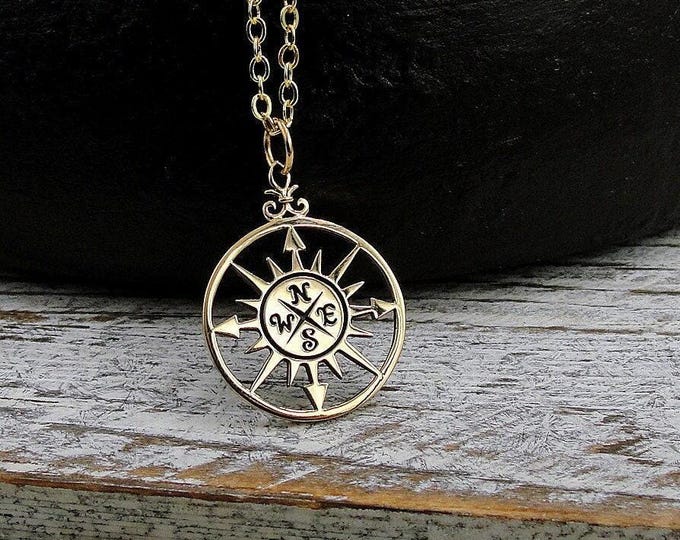 Gold Compass Necklace, Gold Compass Charm, Journey Necklace, Nautical Charm Necklace, Graduation Charm, Graduation Necklace, Graduation Gift
