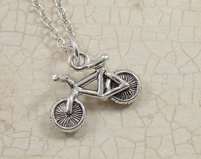 Bicycle Necklace, Silver Plated Bike Necklace on a Silver Cable Chain