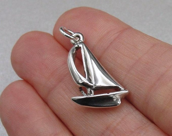 Sailboat Charm, 925 Sterling Silver Sailboat Charm for Necklace or Bracelet, Sailing Charm, Sailor Charm, Boating Charm, Sailing Gift