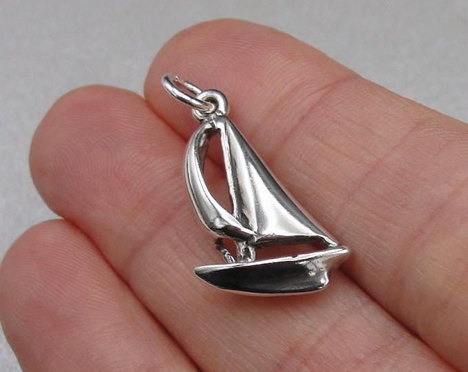 Sailboat Charm, 925 Sterling Silver Sailboat Charm for Necklace or Bracelet, Sailing Charm, Sailor Charm, Boating Charm, Sailing Gift