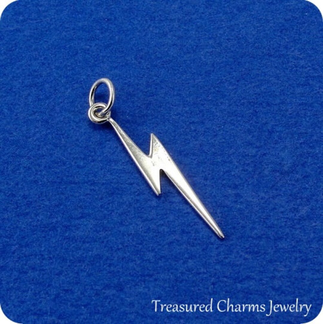 Lightning Bolt Charm Sterling Lightning Bolt Charm for Etsy