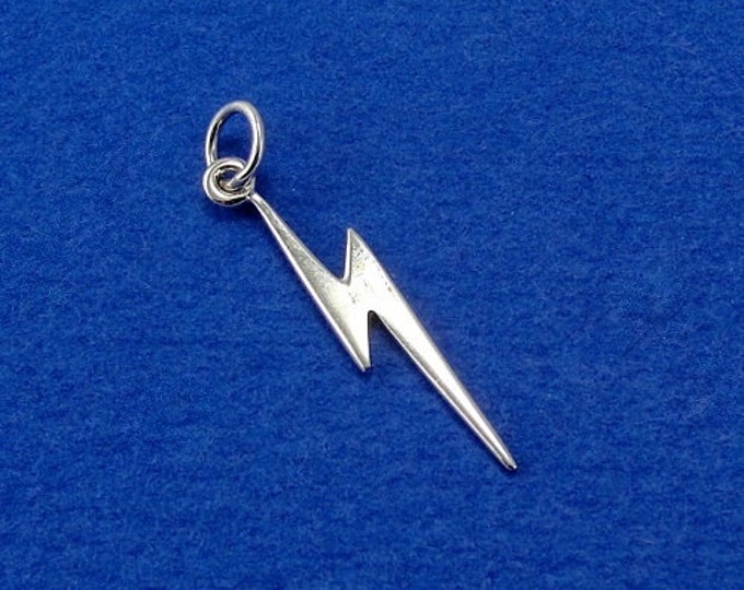 Lightning Bolt Charm Sterling Lightning Bolt Charm for Etsy