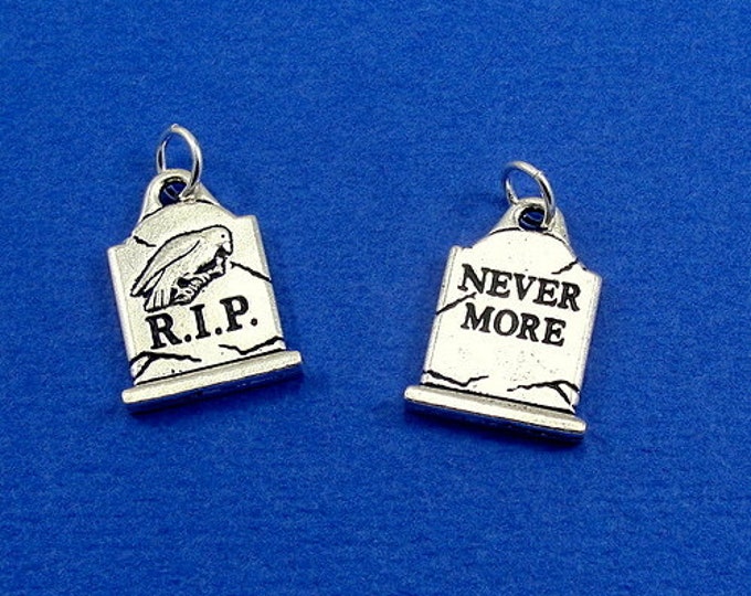 Tombstone Charm - Silver Tombstone Grave Charm for Necklace or Bracelet