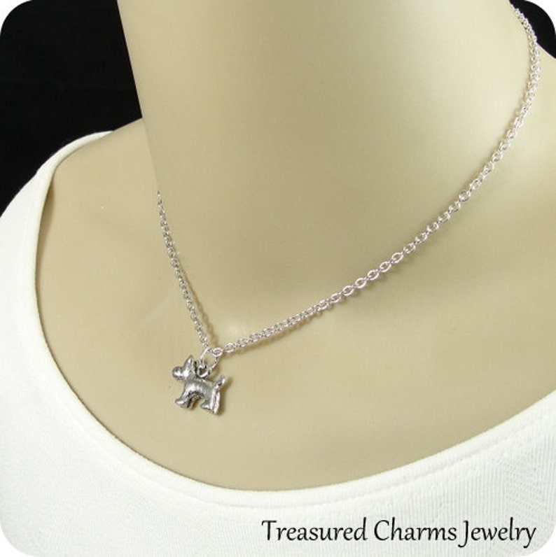 Silver Scottie Dog Charm on a Silver Cable Chain Scottish Terrier Necklace