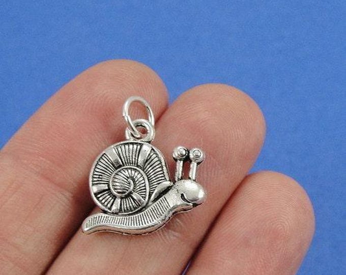 Garden Snail Charm - Silver Snail Charm for Necklace or Bracelet
