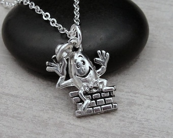 Humpty Dumpty Necklace, Silver Plated Humpty Dumpty Charm Necklace, Nursery Rhyme Necklace, Fairy Tale Charm Necklace, Children's Gift
