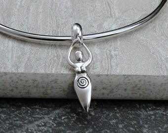 Fertility Goddess European Charm, Sterling Silver Fertility Dangle