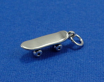 Skateboard Charm Sterling Silver 925 for Bracelet or Necklace Tiny Longboard Skateboard Charm Sterling Silver 925 for Bracelet or Necklace Tiny Longboard
