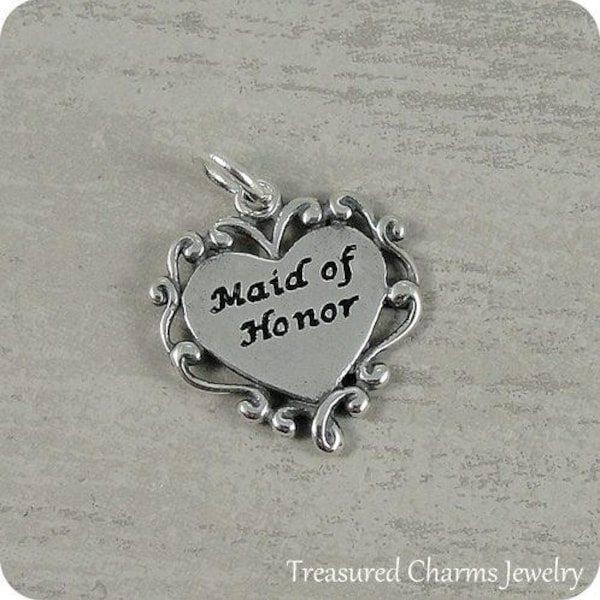 Maid of Honor Charm - Sterling Silver Maid of Honor Charm for Necklace or Bracelet