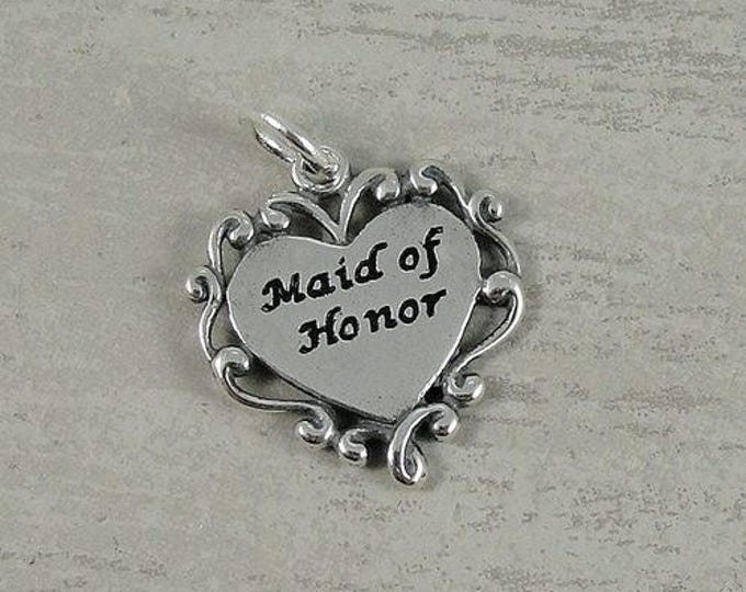 Maid of Honor Charm - Sterling Silver Maid of Honor Charm for Necklace or Bracelet