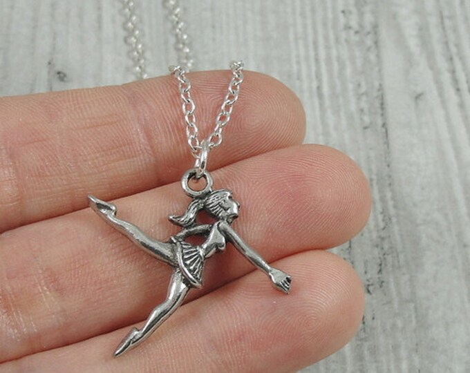 Ballerina Dancer Necklace, Silver Plated Ballerina Charm on a Silver Cable Chain