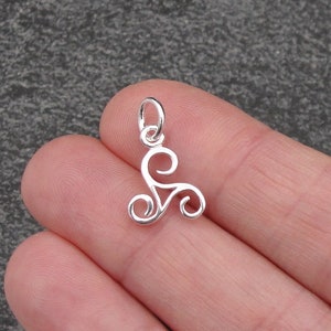 CLOSEOUT - 925 Sterling Silver Triskelion Charm, Triskele Charm, Celtic Spiral Charm, Ancient Spiral Triskelion Pendant, Celtic Jewerly