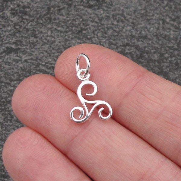 CLOSEOUT - 925 Sterling Silver Triskelion Charm, Triskele Charm, Celtic Spiral Charm, Ancient Spiral Triskelion Pendant, Celtic Jewerly