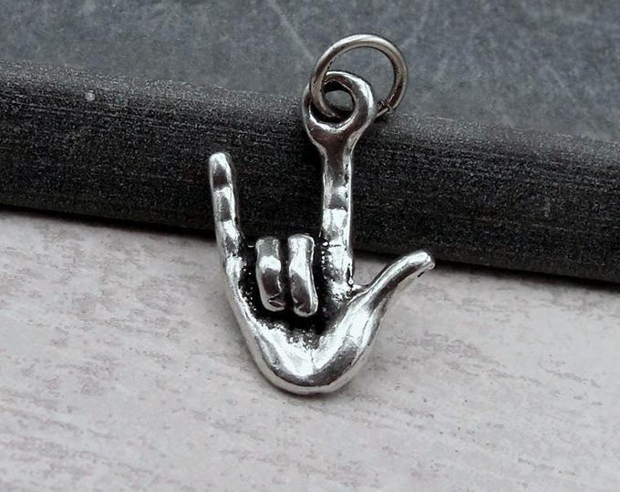 Sign Language Charm, Silver 'I Love You' Sign Language Charm, I Love You Charm, Hand Sign Charm, Sign Language Gift, Sign Language Jewelry