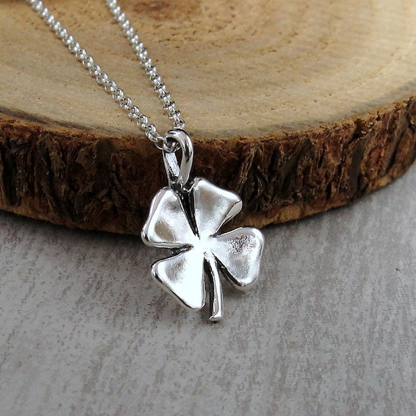 Four Leaf Clover Necklace, 925 Sterling Silver Four Leaf Clover Charm Necklace, Shamrock Necklace, Irish Necklace, Good Luck Necklace