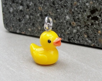 Yellow Duck Charm, 3D Rubber Ducky Charm, Cute Duck Charm, Duckling Charm, Baby Duck Charm, Necklace Charm, Duck Gift Jewelry
