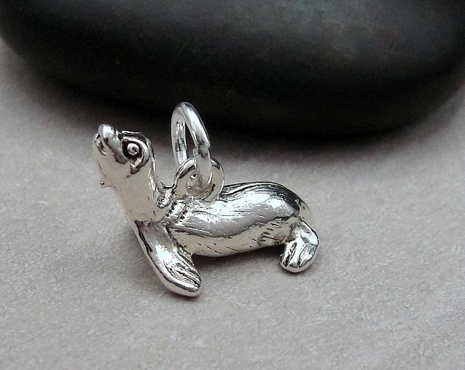 Sea Lion Charm, Silver Sea Lion Necklace Charm, 3D Seal Charm, 3D Sea Lion Pendant, Marine Life Charm, Aquatic Charm, Sea Lion Gift