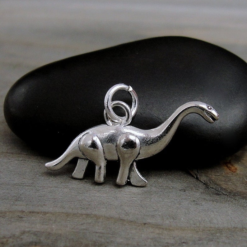 Brontosaurus Charm, Silver Dinosaur Charm for Necklace or Bracelet, Brontosaurus Pendant, Brontosaurus Necklace, Dinosaur Gift Jewelry image 1