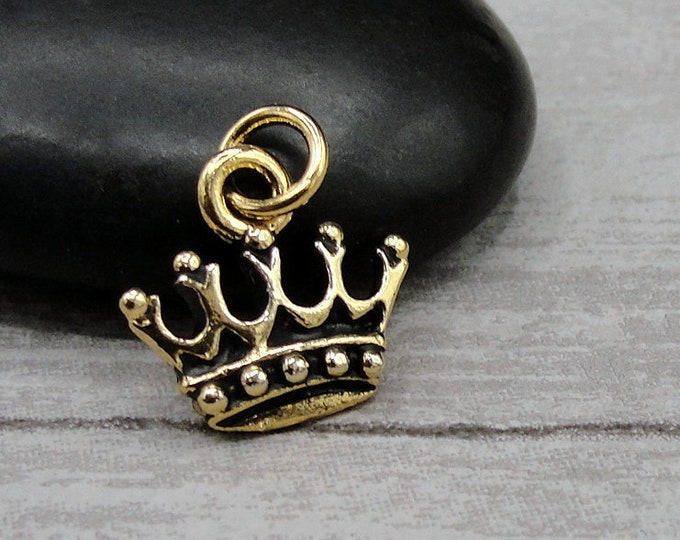 Princess Crown Charm, Gold Royal Crown Charm for Necklace or Bracelet, Medieval Crown Charm, Princess Charm Jewelry, Gift for Princess