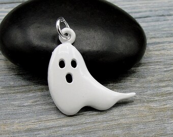Spooky Ghost Charm - Silver Plated Spooky Ghost Charm for Necklace or Bracelet