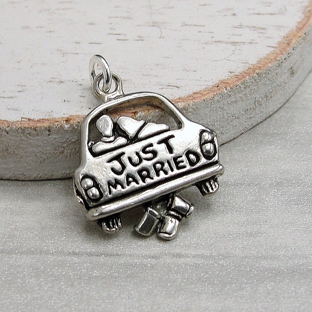 Silver Newlyweds Charm, Just Married Charm, Honeymoon Charm, Newlyweds