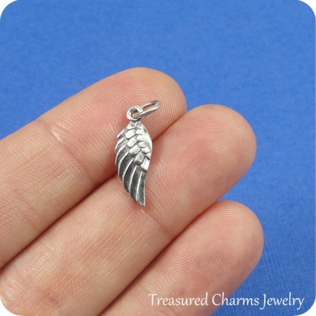 Tiny Angel Wing Charm Sterling Silver Angel Wing Charm for Etsy