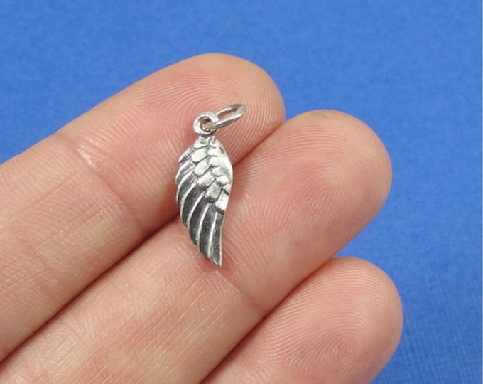 Tiny Angel Wing Charm - Sterling Silver Angel Wing Charm for Necklace or Bracelet