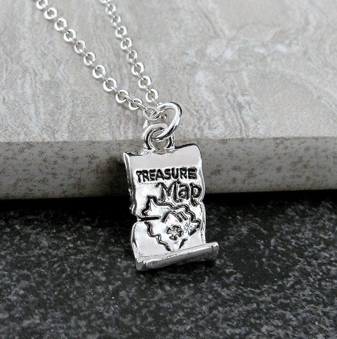 Collier de carte au trésor, collier de charme de carte au trésor