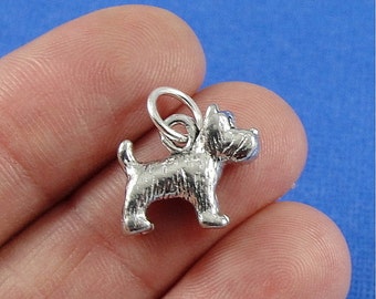 Scottish Terrier Charm - Silver Plated Scottie Dog Charm for Necklace or Bracelet