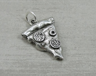 Pizza Charm - Silver Pepperoni Pizza Charm for Necklace or Bracelet