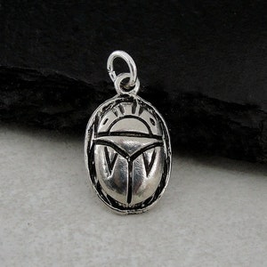 Silver Scarab Charm, Scarab Beetle Necklace Charm, Egyptian Scarab Charm, Scarab Necklace, 3D Scarab Charm, Scarab Jewelry Gift