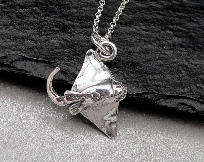 Stingray Necklace, Sterling Silver Stingray Charm Necklace, Manta Ray Necklace, Manta Ray Charm, Sea Ray Necklace, Ocean Beach Necklace