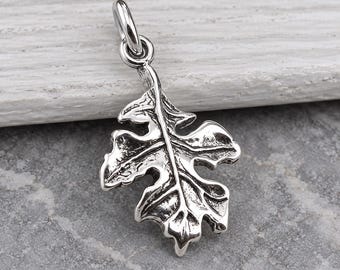 Oak Leaf Charm, 925 Sterling Silver Oak Leaf Pendant, Fall Leaf Necklace, Autumn Pendant, Tree Charm, Nature Jewelry