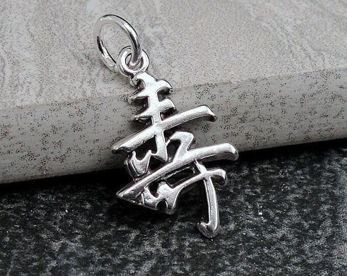 Chinese Long Life Charm, Sterling Silver Chinese Life Symbol Charm for Necklace or Bracelet, Longevity Symbol Charm, Chinese Symbol Pendant