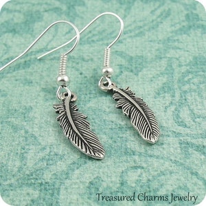 Small Feather Earrings - Silver Plated