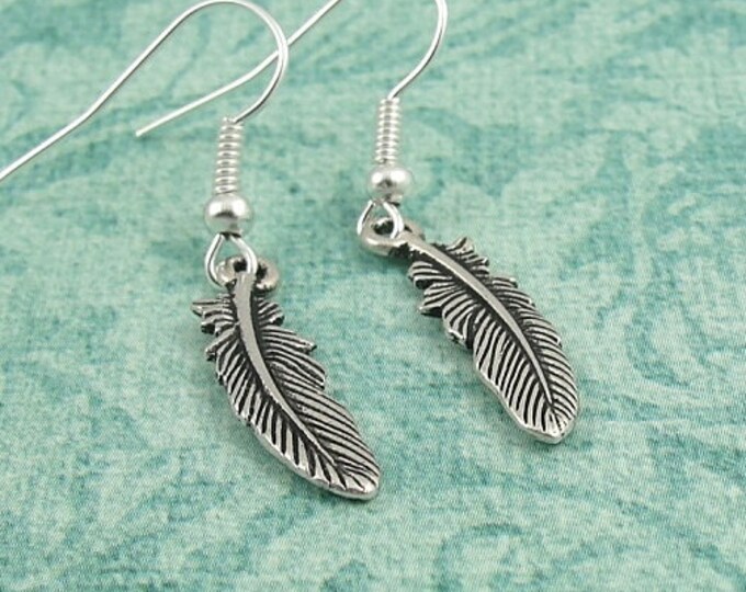 Small Feather Earrings - Silver Plated