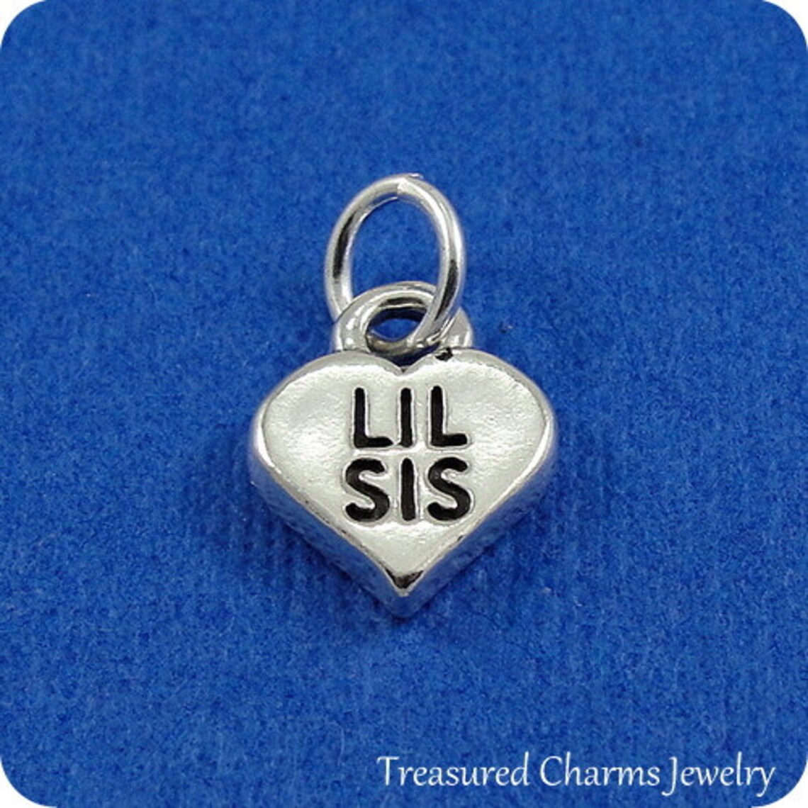 Little Sister Heart Charm Sterling Silver Little Sister Etsy
