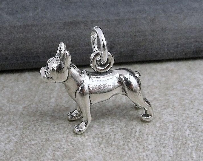Boston Terrier Charm, 925 Sterling Silver 3D Boston Terrier Necklace Charm, French Bulldog Charm, Puppy Dog Charm, Boston Terrier Gift