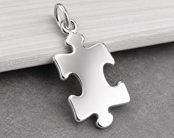Puzzle Piece Charm, 925 Sterling Silver Jigsaw Puzzle Charm, Game Piece Charm, Autism Awareness Charm, Autism Symbol Charm