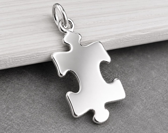 Puzzle Piece Charm, 925 Sterling Silver Jigsaw Puzzle Charm, Game Piece Charm, Autism Awareness Charm, Autism Symbol Charm