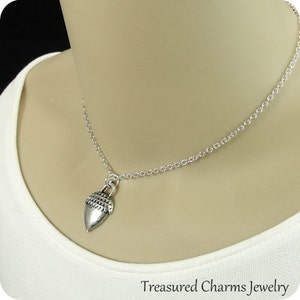 Acorn Necklace, Silver Plated Acorn Charm on a Silver Cable Chain image 4