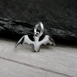 Stainless Steel Halloween Bat Charm, Tiny Flying Bat Charm, Spooky Bat Charm, Necklace Charm, Bracelet Charm, Halloween Charm Jewelry