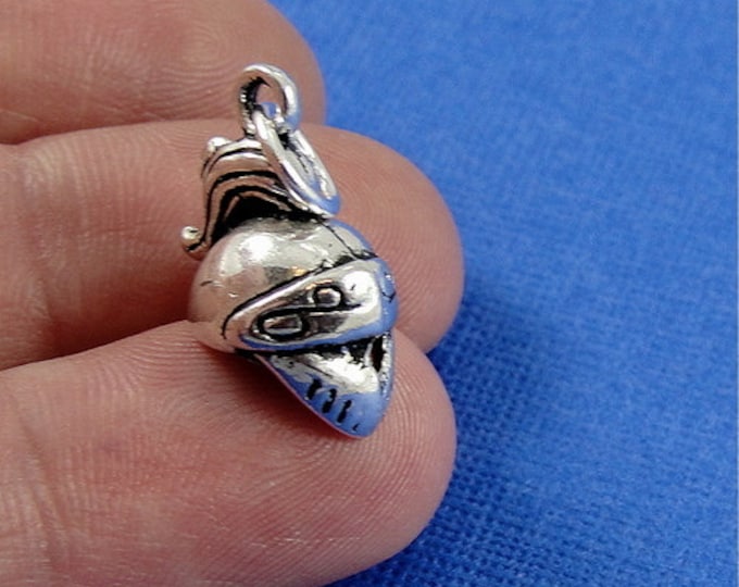 Tiny Spartan Helmet Charm - Silver Plated Spartan Knight Helmet Charm for Necklace or Bracelet