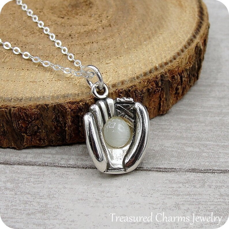 925 Sterling Silver Catcher's Mitt Necklace Baseball Etsy