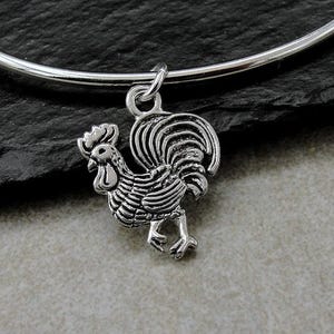 Rooster Charm, Silver Rooster Necklace Charm, Hen Charm, Farm Animal Charm, Rooster Pendant, Rooster GIft, Rooster Jewelry image 2