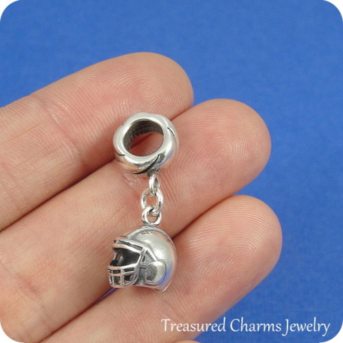 Football Helmet European Dangle Bead Charm Sterling Silver Etsy